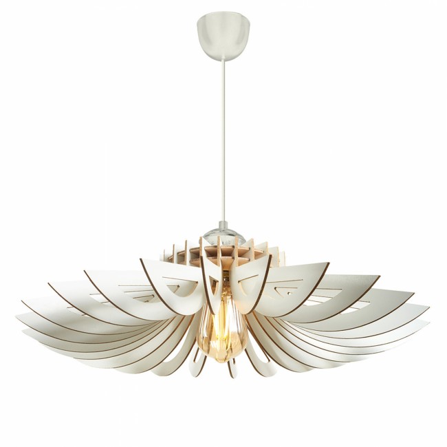 Φωτιστικό μονόφωτο από mdf σε χρώμα λευκό Φ52x45