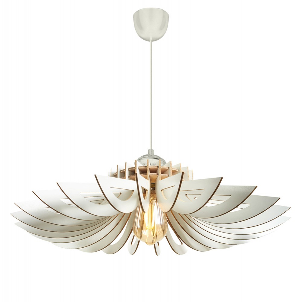 Φωτιστικό μονόφωτο από mdf σε χρώμα λευκό Φ68x50