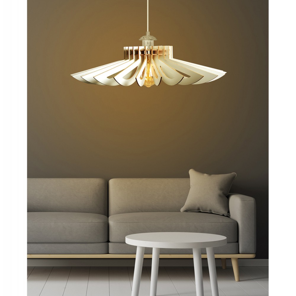 Φωτιστικό μονόφωτο από mdf σε χρώμα λευκό Φ68x50