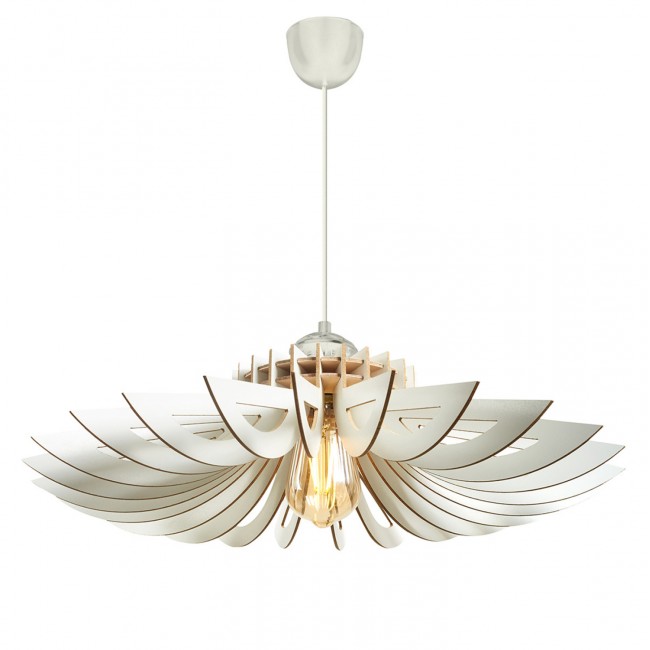 Φωτιστικό μονόφωτο από mdf σε χρώμα λευκό Φ68x50