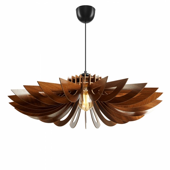 Φωτιστικό μονόφωτο από mdf σε χρώμα καρυδί Φ68x50