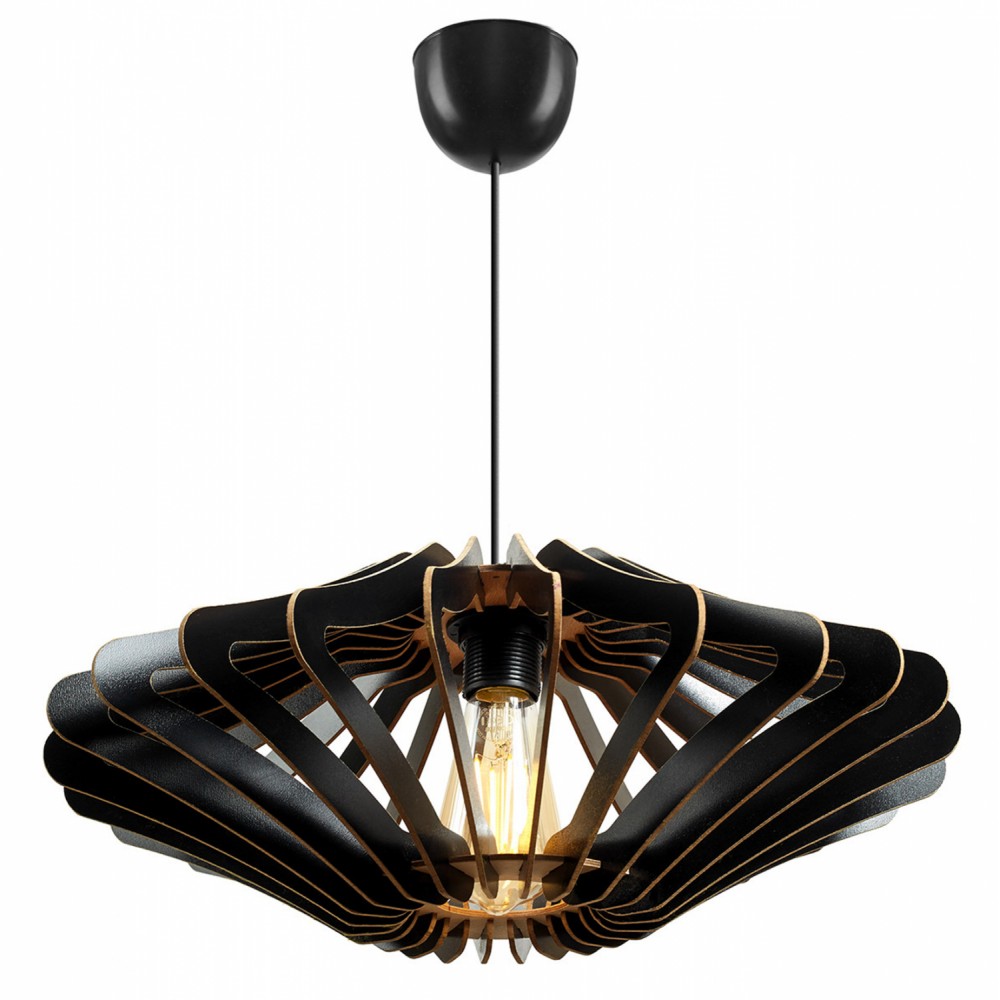 Φωτιστικό μονόφωτο από mdf σε χρώμα μαύρο 47x55