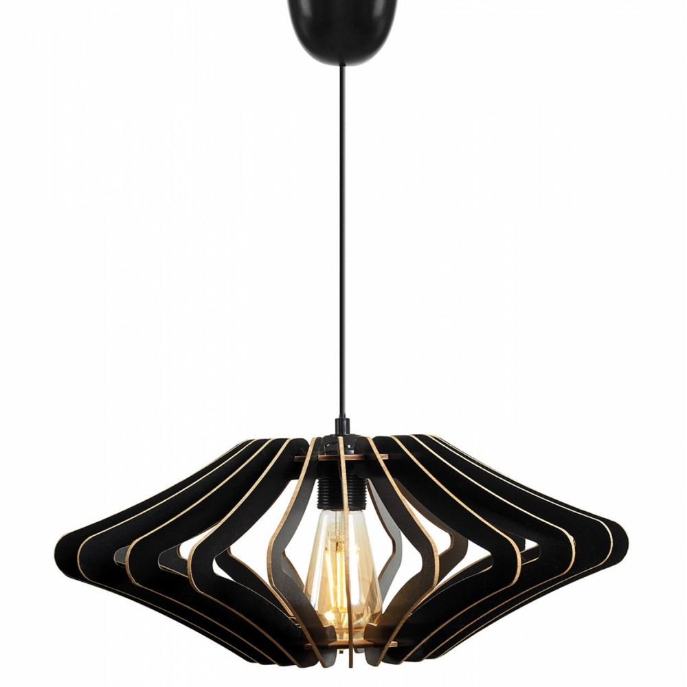 Φωτιστικό μονόφωτο από mdf σε χρώμα μαύρο 47x55