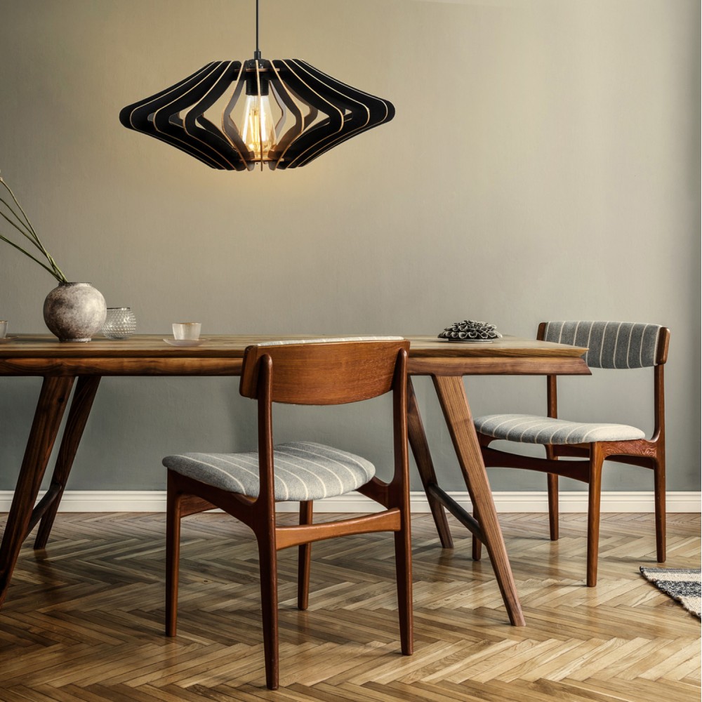 Φωτιστικό μονόφωτο από mdf σε χρώμα μαύρο 47x55