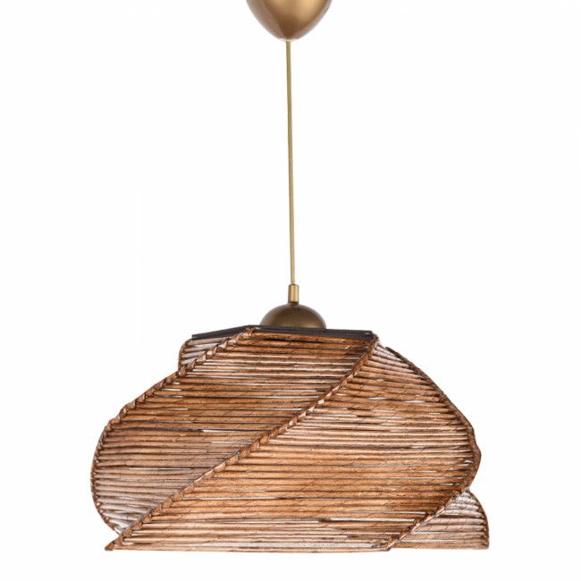 Φωτιστικό μονόφωτο από ξύλο/μπαμπού σε χρώμα καρυδί 36x36x65
