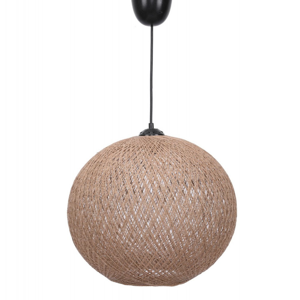 Φωτιστικό μονόφωτο από μέταλλο/σχοινί σε μαύρο/μπεζ χρώμα Φ38x70