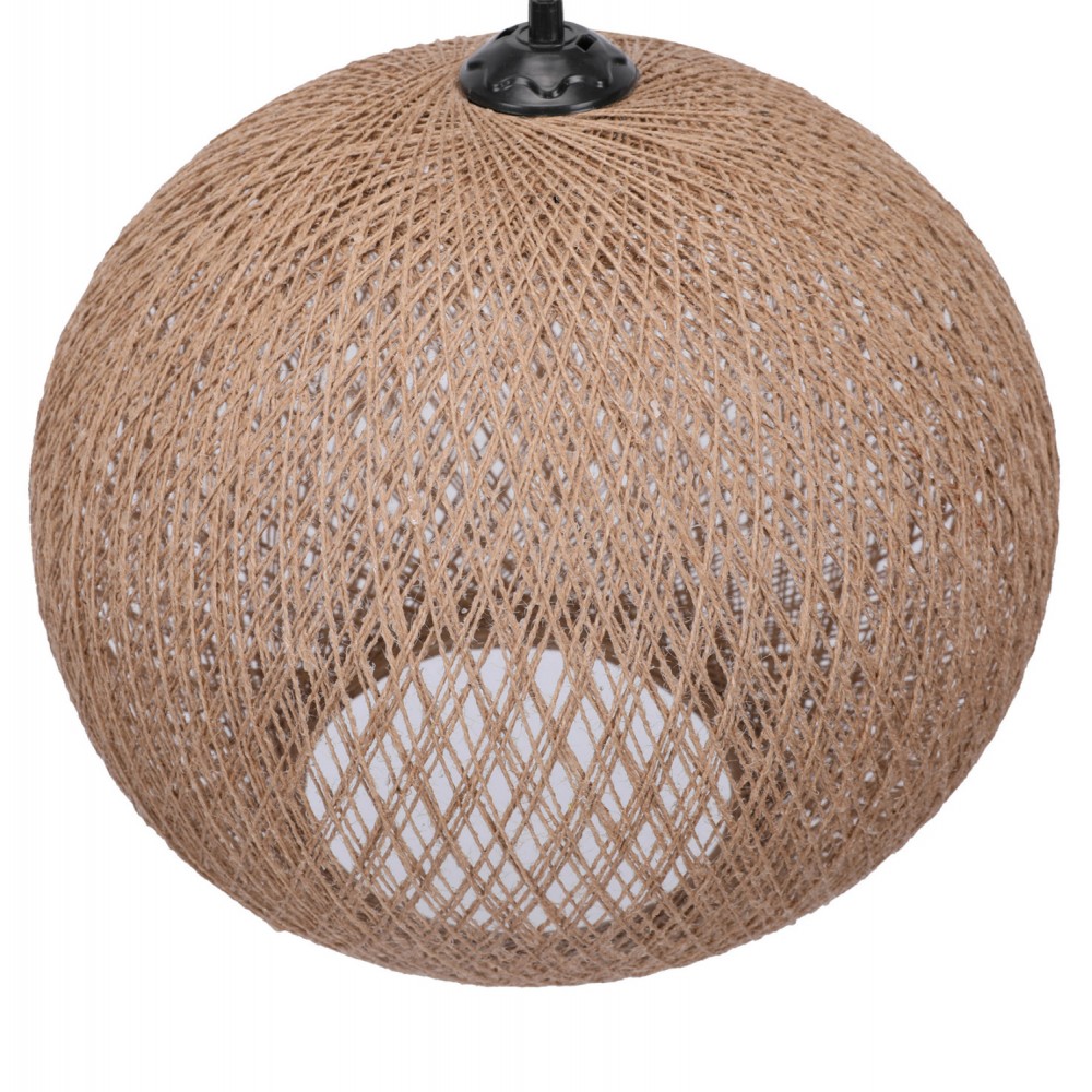 Φωτιστικό μονόφωτο από μέταλλο/σχοινί σε μαύρο/μπεζ χρώμα Φ38x70
