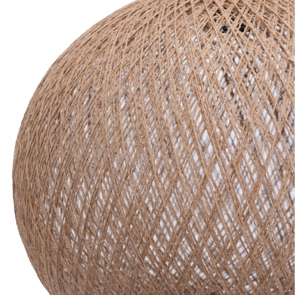 Φωτιστικό μονόφωτο από μέταλλο/σχοινί σε μαύρο/μπεζ χρώμα Φ38x70