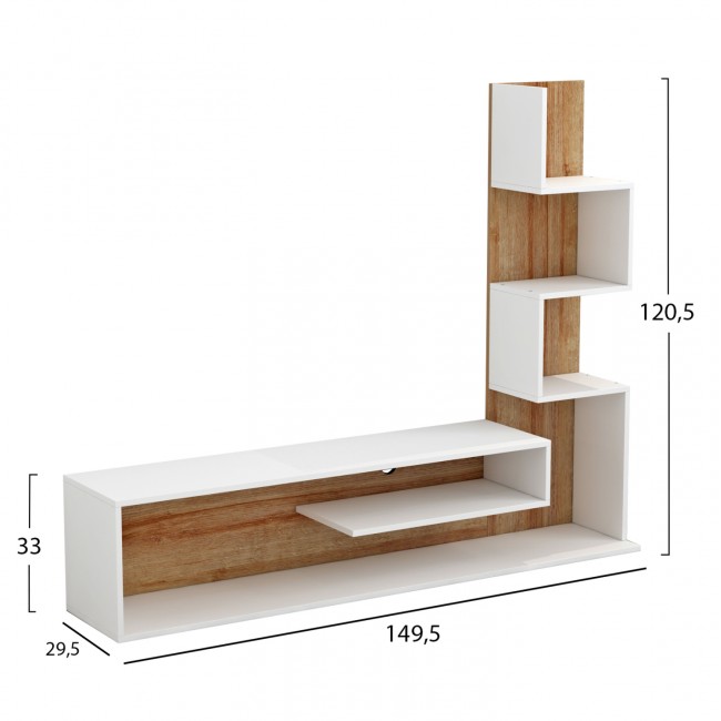 Σύνθεση τηλεόρασης "EDELIE" σε χρώμα φυσικό/λευκό 149,5x29,5x120,8