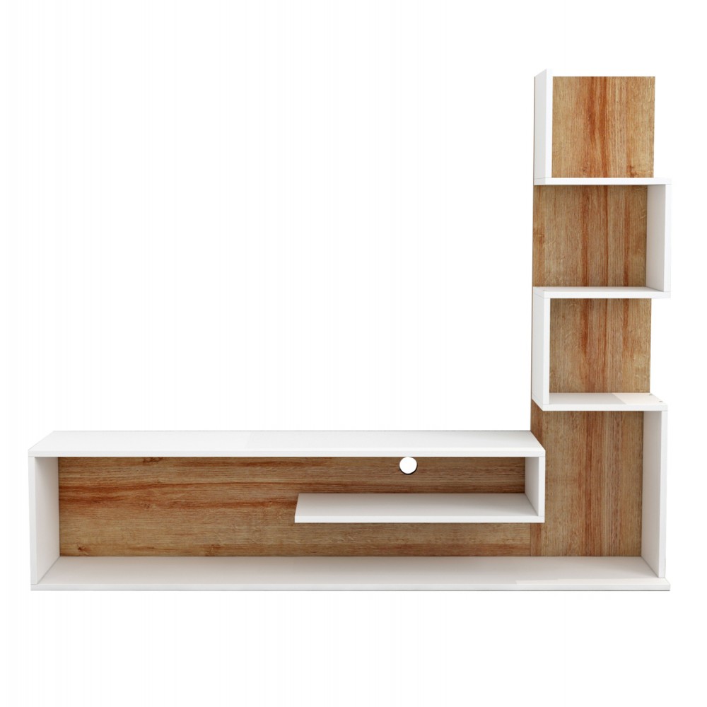 Σύνθεση τηλεόρασης "EDELIE" σε χρώμα φυσικό/λευκό 149,5x29,5x120,8