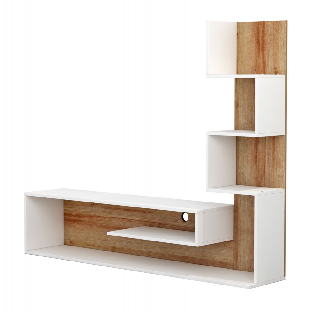 Σύνθεση τηλεόρασης "EDELIE" σε χρώμα φυσικό/λευκό 149,5x29,5x120,8