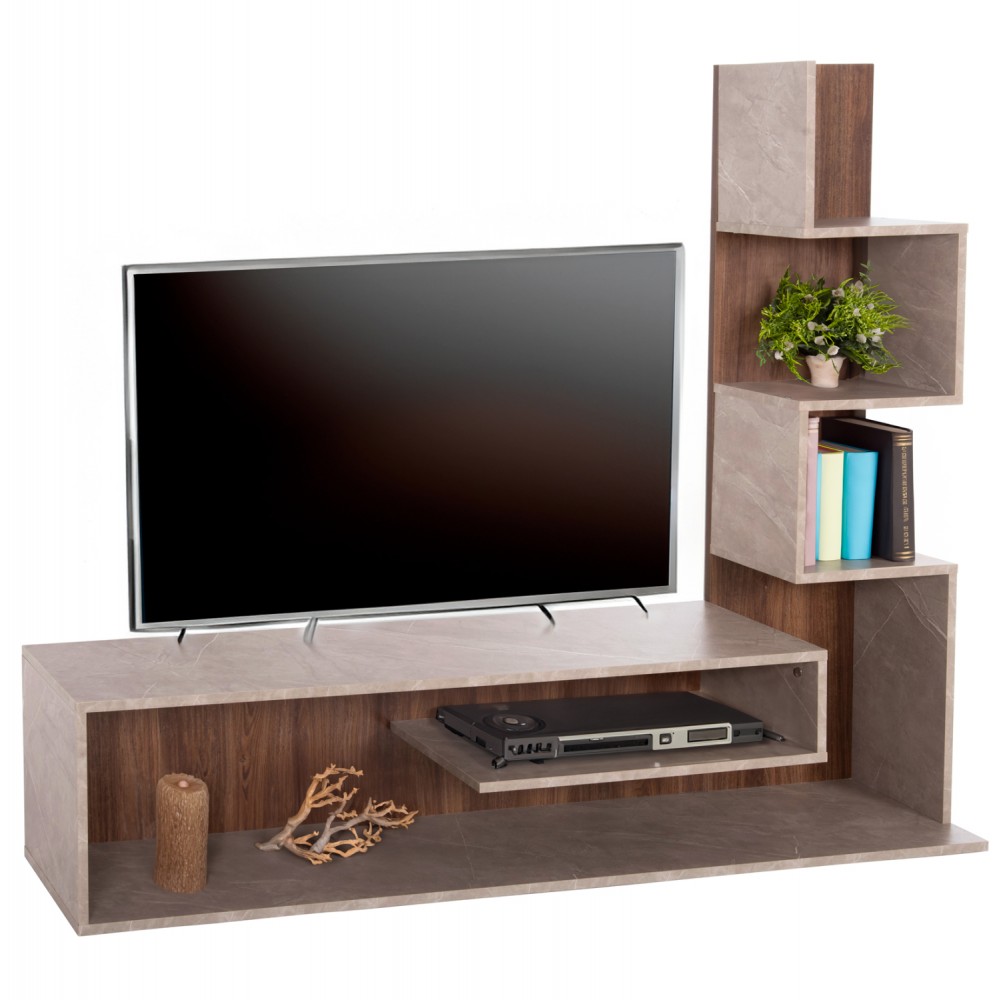 Σύνθεση τηλεόρασης "EDELIE" σε χρώμα φυσικό/γκρι 150x29,5x120