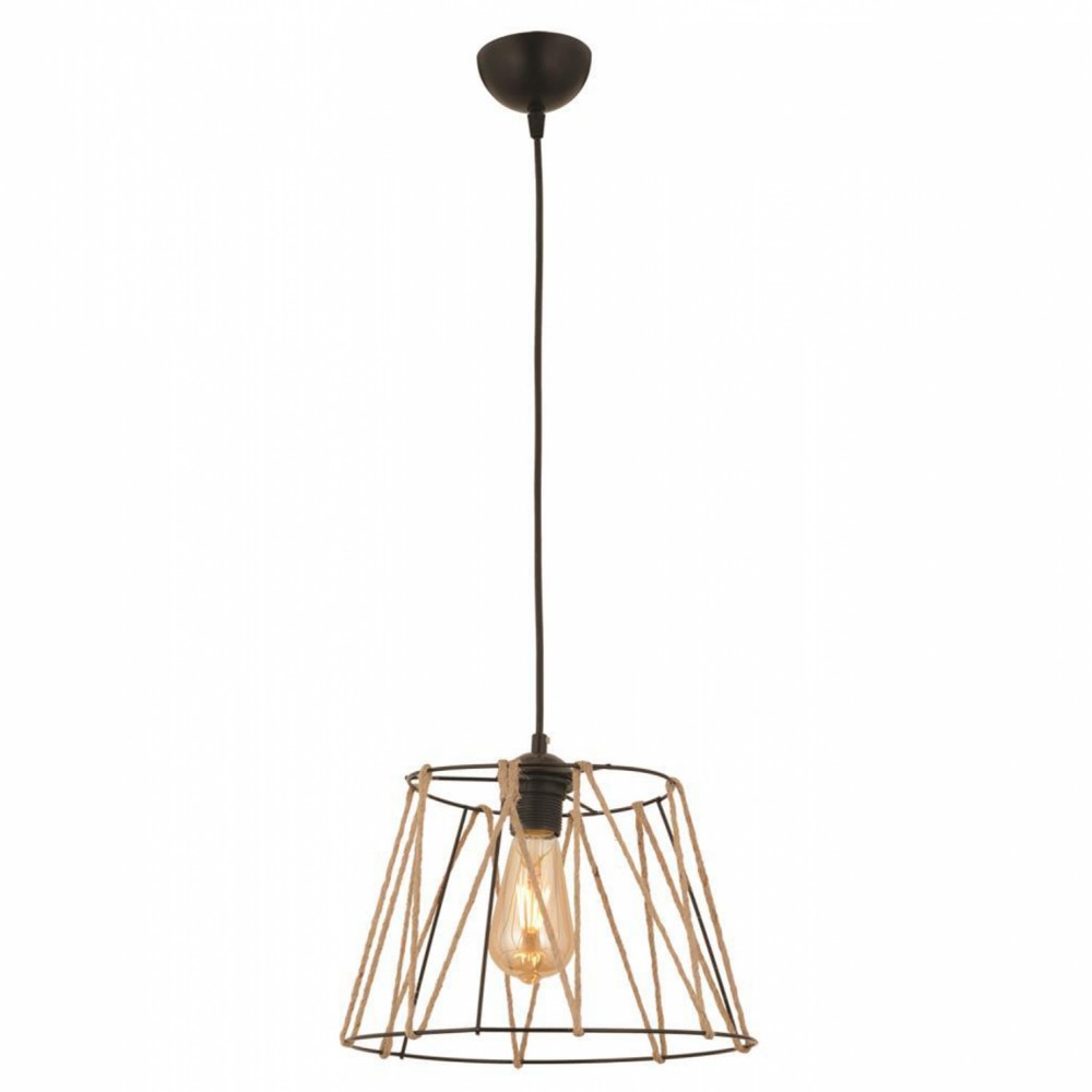 Φωτιστικό οροφής από μέταλλο/σχοινί σε μαύρο/μπεζ χρώμα Φ30x81