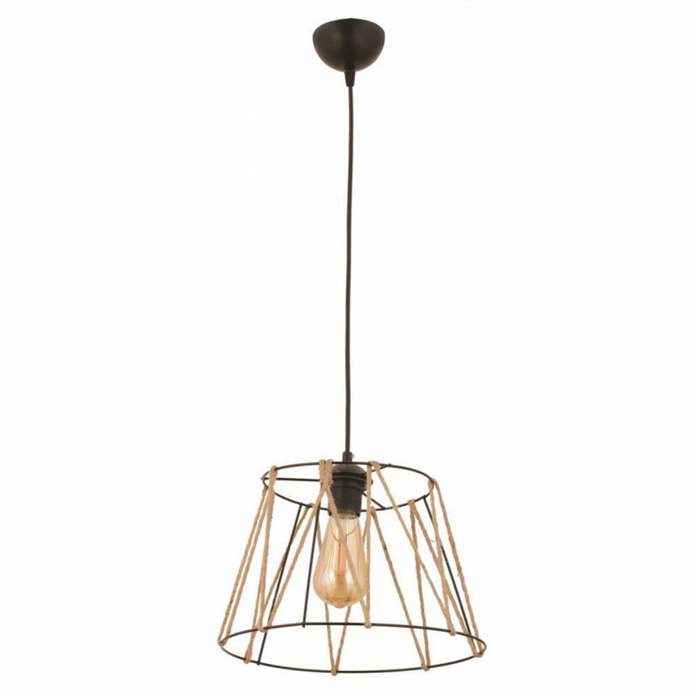 Φωτιστικό οροφής από μέταλλο/σχοινί σε μαύρο/μπεζ χρώμα Φ30x81