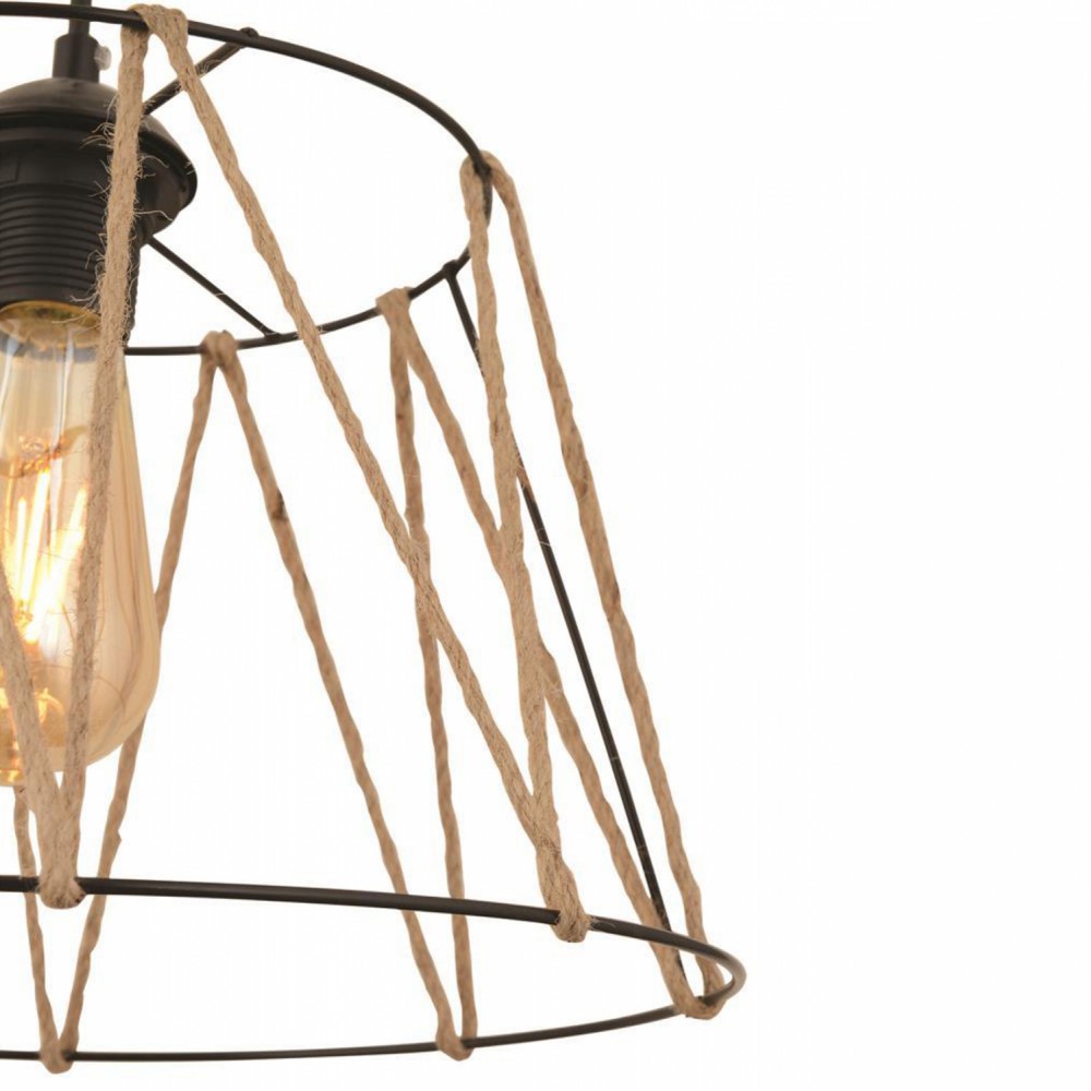 Φωτιστικό οροφής από μέταλλο/σχοινί σε μαύρο/μπεζ χρώμα Φ30x81