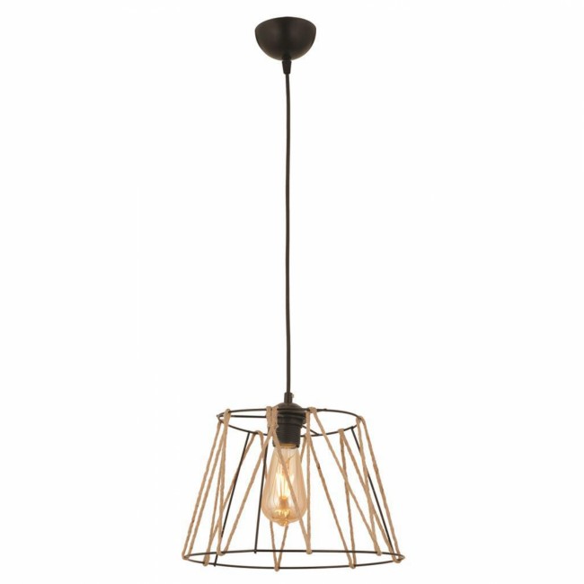 Φωτιστικό οροφής από μέταλλο/σχοινί σε μαύρο/μπεζ χρώμα Φ30x81