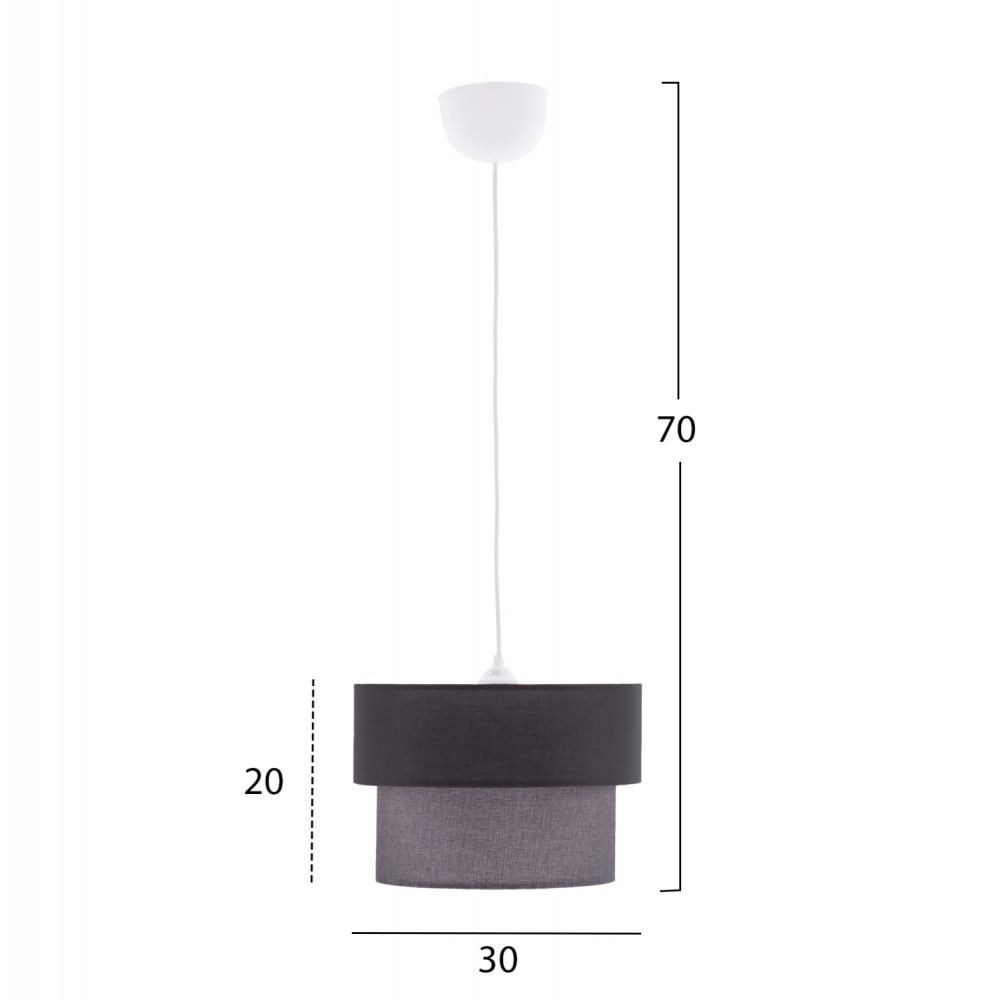 Φωτιστικό οροφής από ύφασμα σε γκρι χρώμα 30x20x60-70