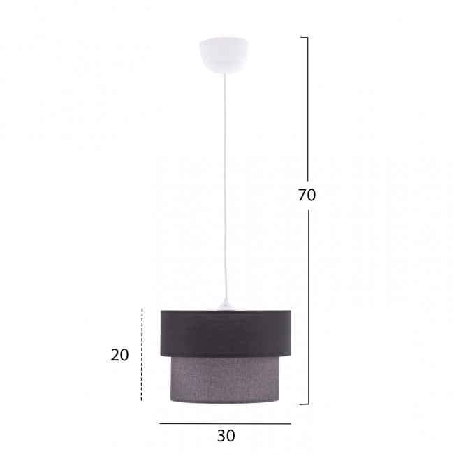 Φωτιστικό οροφής από ύφασμα σε γκρι χρώμα 30x20x60-70