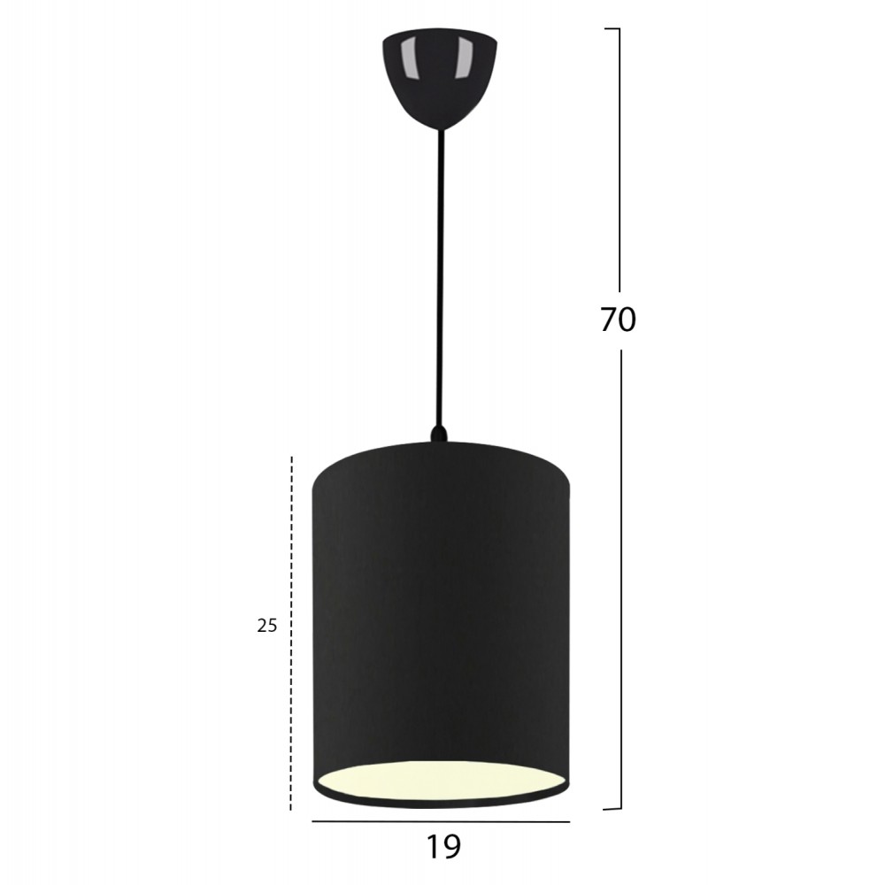 Φωτιστικό οροφής από ύφασμα σε χρώμα μαύρο 19x25x70