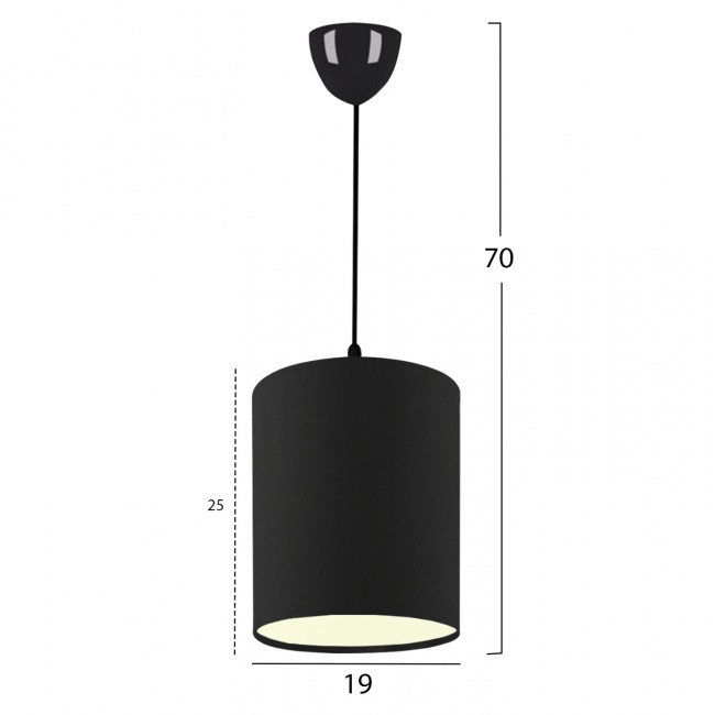 Φωτιστικό οροφής από ύφασμα σε χρώμα μαύρο 19x25x70