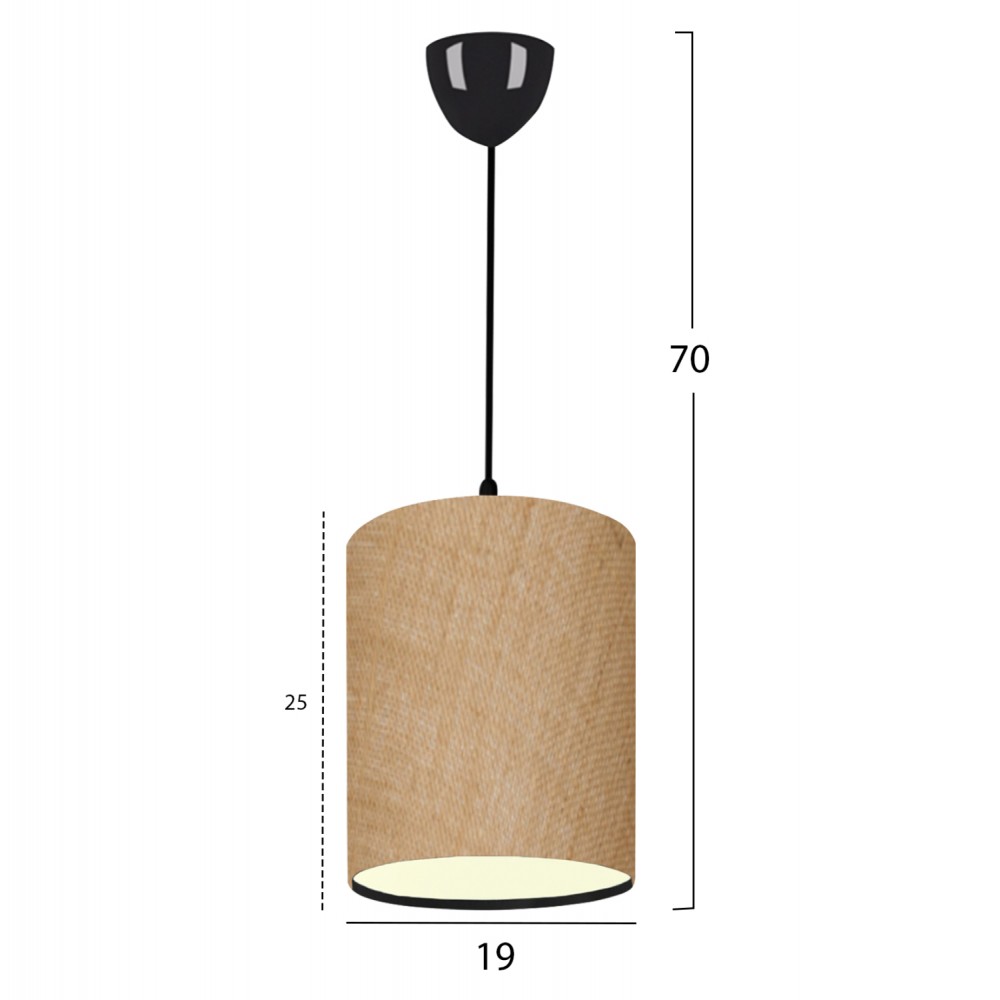 Φωτιστικό οροφής από ύφασμα σε μπεζ χρώμα 19x25x70