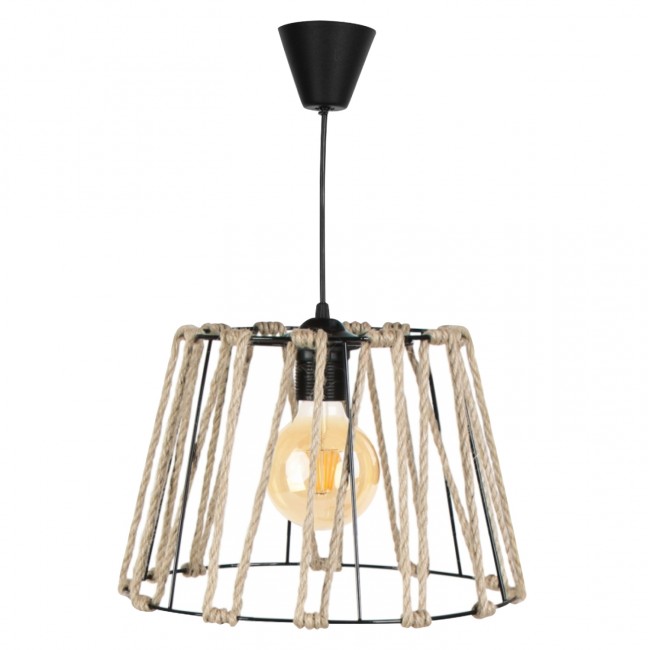 Φωτιστικό οροφής από μέταλλο/σχοινί σε μαύρο/μπεζ χρώμα 20x30x40