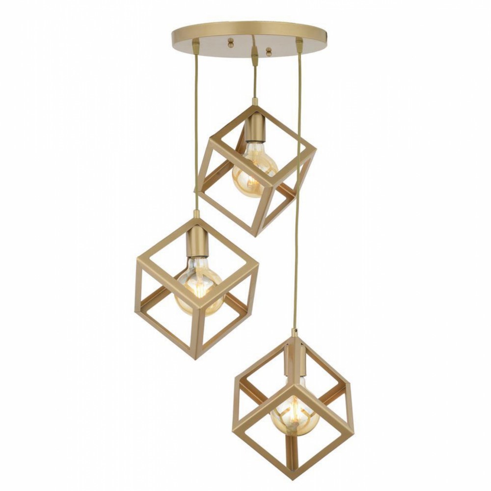 Φωτιστικό οροφής τρίφωτο από μέταλλο σε χρώμα χρυσό 35x80