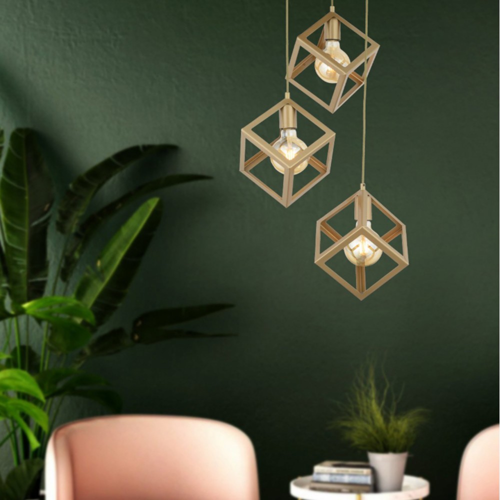 Φωτιστικό οροφής τρίφωτο από μέταλλο σε χρώμα χρυσό 35x80