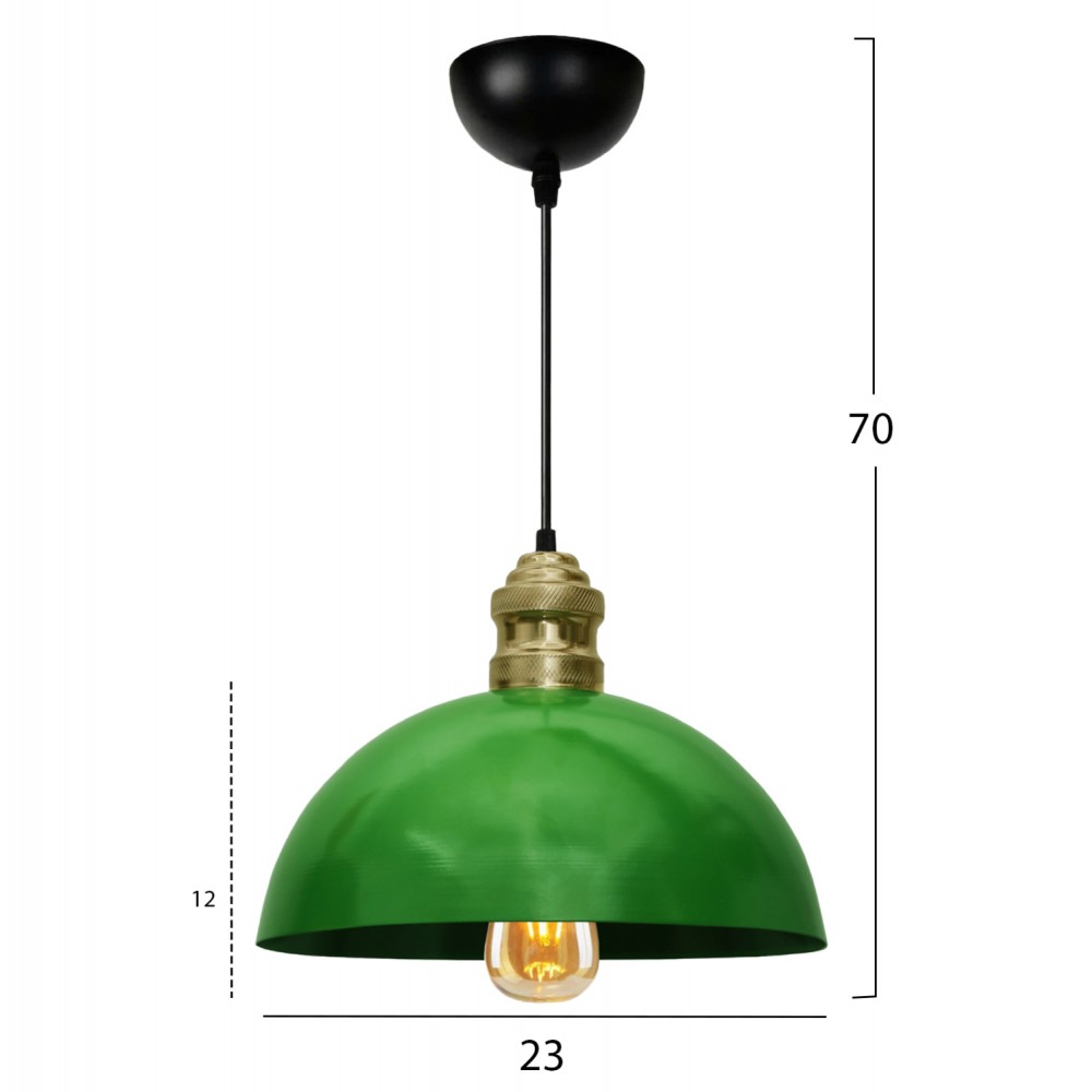 Φωτιστικό οροφής από μέταλλο σε πράσινο/μαύρο χρώμα 23x12x70