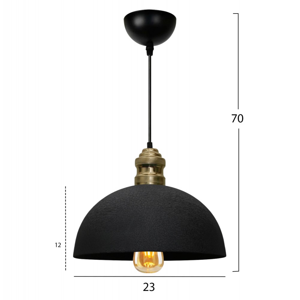 Φωτιστικό οροφής από μέταλλο σε μαύρο χρώμα 23x12x70