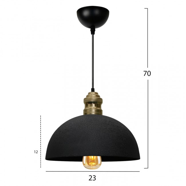 Φωτιστικό οροφής από μέταλλο σε μαύρο χρώμα 23x12x70