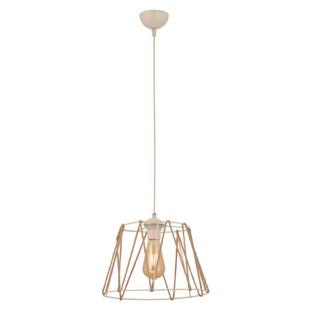 Φωτιστικό οροφής από μέταλλο/σχοινί σε χρώμα λευκό/μπεζ Φ30x81