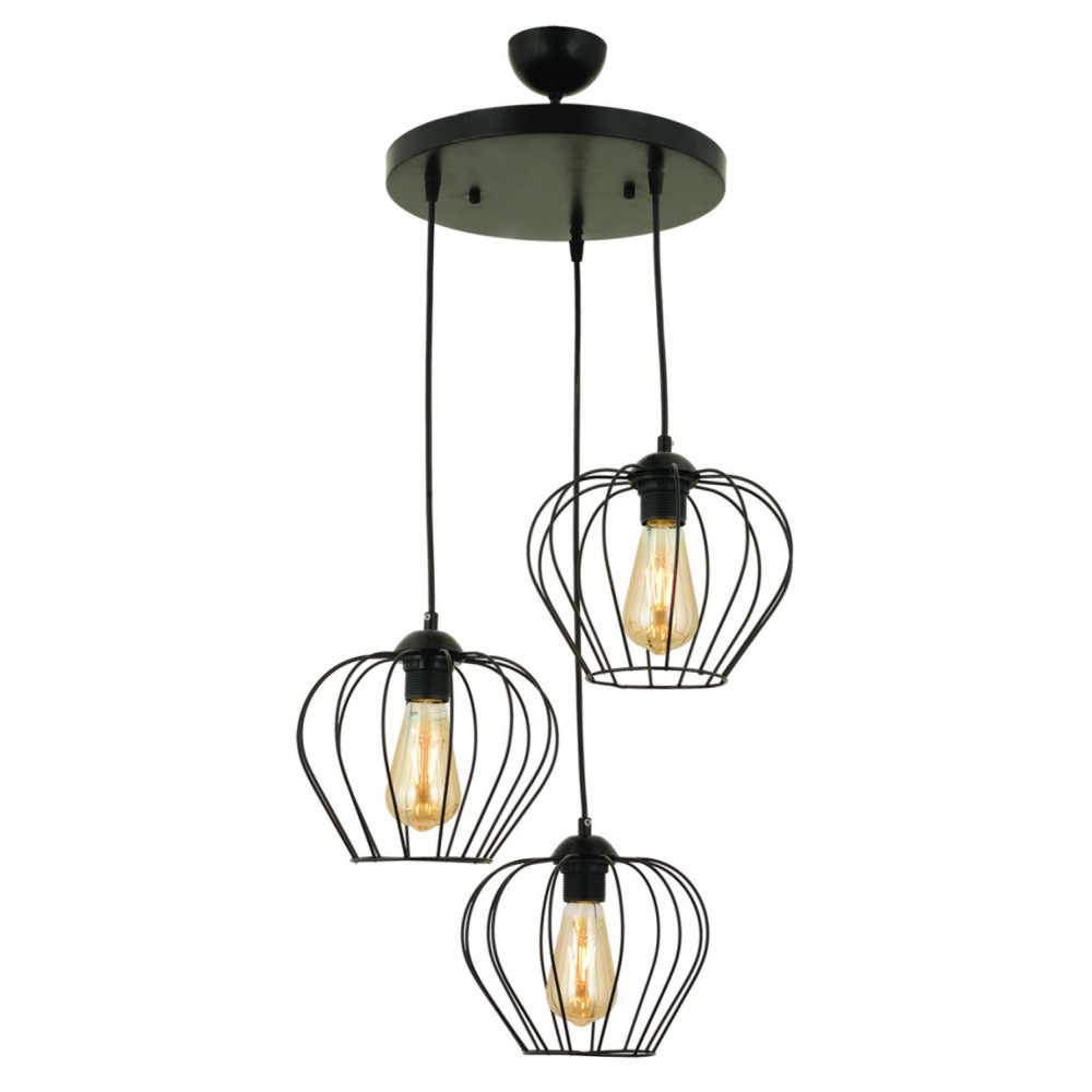 Φωτιστικό οροφής τρίφωτο από μέταλλο σε μαύρο χρώμα 40x80