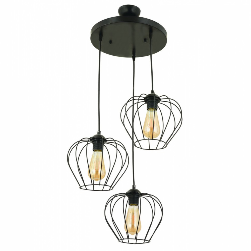 Φωτιστικό οροφής τρίφωτο από μέταλλο σε μαύρο χρώμα 40x80