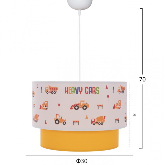 Παιδικό φωτιστικό μονόφωτο από ύφασμα σε λευκό/κίτρινο χρώμα Φ30x70