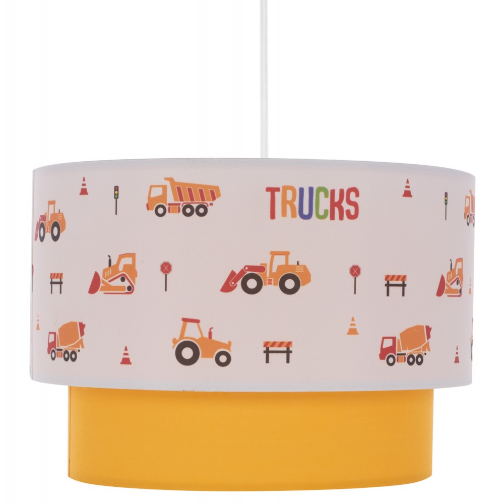 Παιδικό φωτιστικό μονόφωτο από ύφασμα σε λευκό/κίτρινο χρώμα Φ30x70