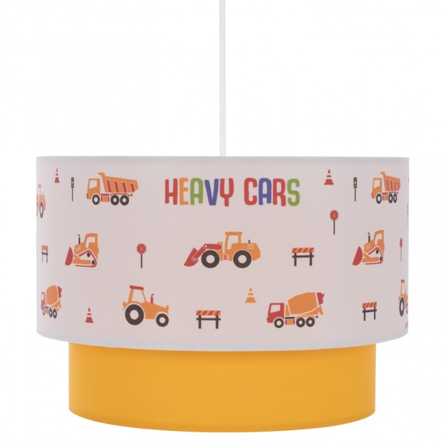 Παιδικό φωτιστικό μονόφωτο από ύφασμα σε λευκό/κίτρινο χρώμα Φ30x70