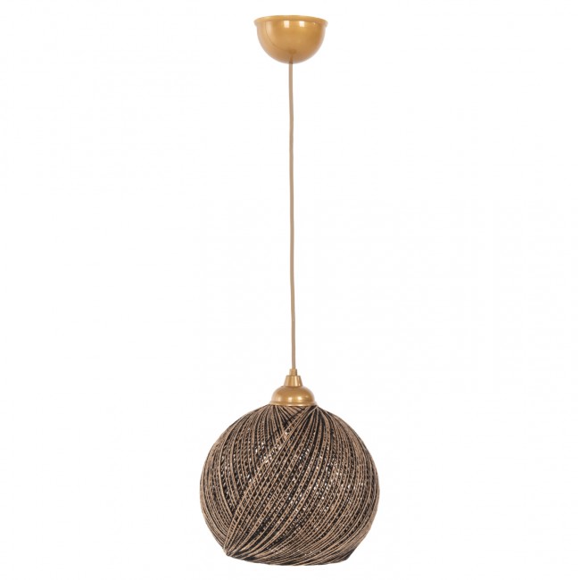 Φωτιστικό μονόφωτο από σχοινί σε χρώμα χρυσό/μαύρο Φ24x69