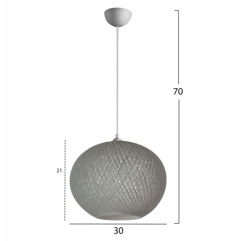 Φωτιστικό οροφής από σκοινί σε γκρι χρώμα 30x21x70