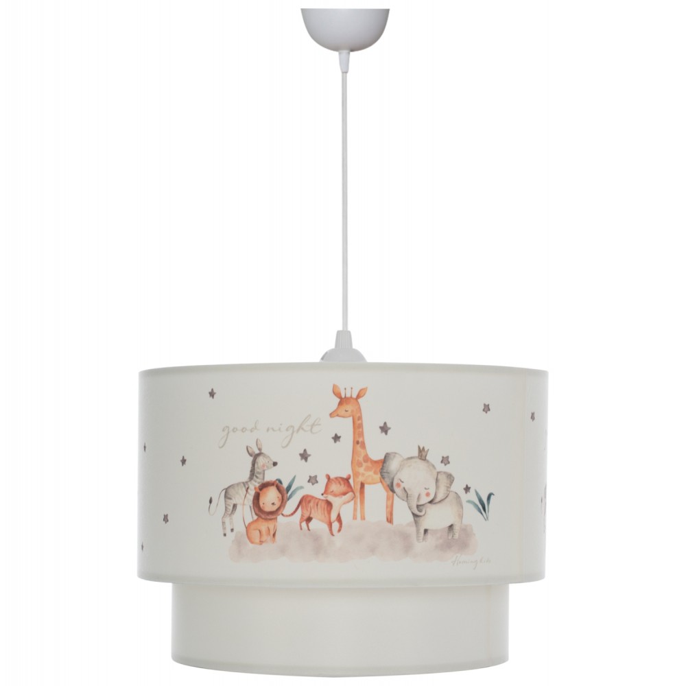 Παιδικό φωτιστικό μονόφωτο από ύφασμα σε λευκό χρώμα Φ30x70