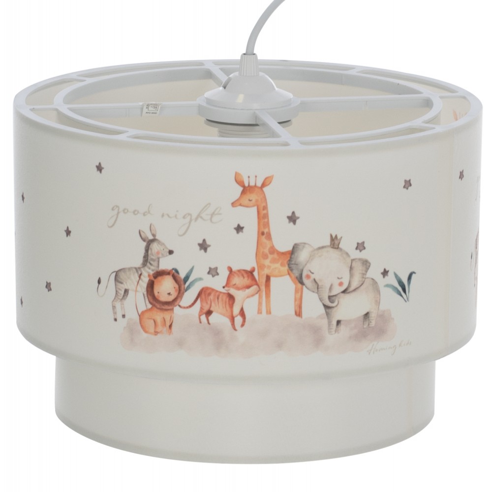 Παιδικό φωτιστικό μονόφωτο από ύφασμα σε λευκό χρώμα Φ30x70