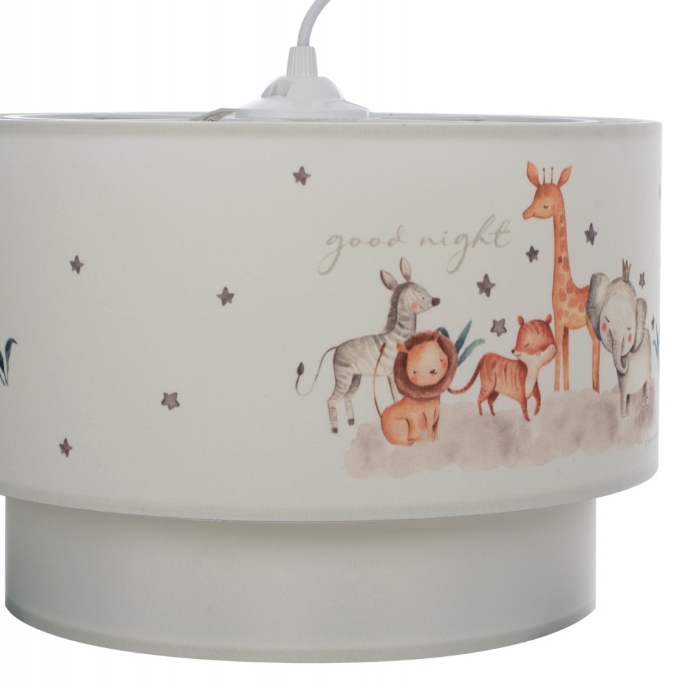 Παιδικό φωτιστικό μονόφωτο από ύφασμα σε λευκό χρώμα Φ30x70