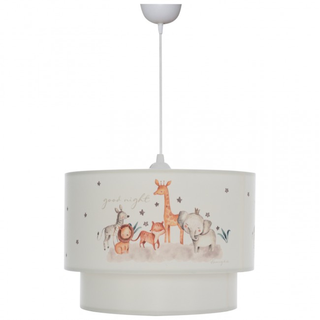 Παιδικό φωτιστικό μονόφωτο από ύφασμα σε λευκό χρώμα Φ30x70