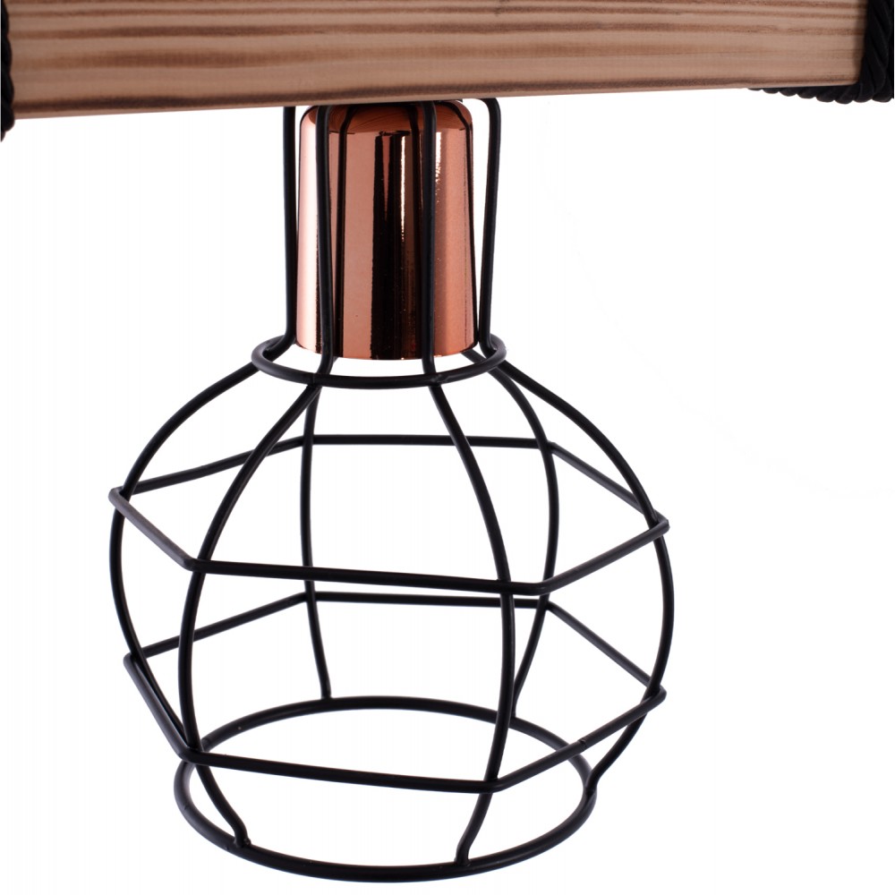 Φωτιστικό οροφής μονόφωτο από μέταλλο/ξύλο σε μαύρο/φυσικό χρώμα 30x16x50