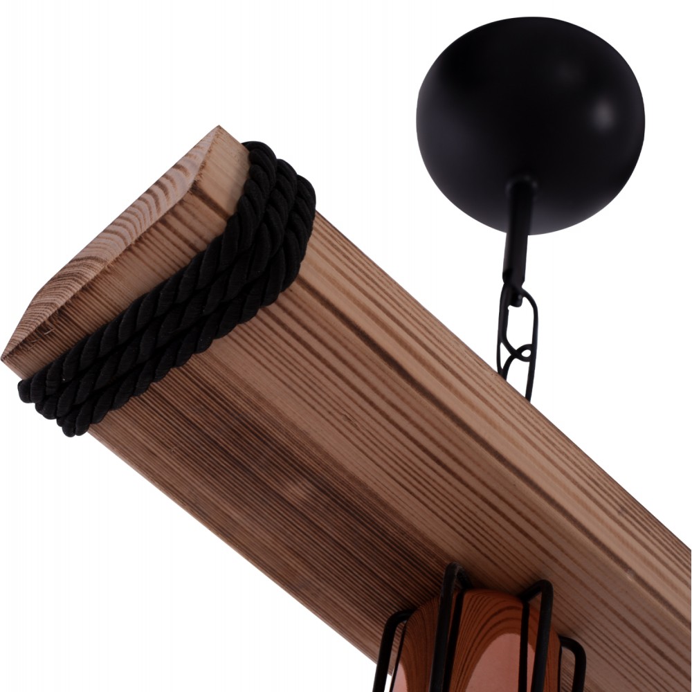 Φωτιστικό οροφής μονόφωτο από μέταλλο/ξύλο σε μαύρο/φυσικό χρώμα 30x16x50