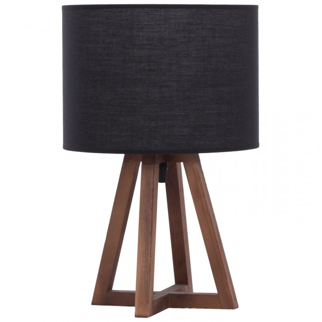 Φωτιστικό επιτραπέζιο από ξύλο/ύφασμα σε καρυδί/μαύρο χρώμα 26x26x36