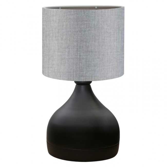 Φωτιστικό επιτραπέζιο από μέταλλο/ύφασμα σε μαύρο/γκρι χρώμα Φ18,5x29