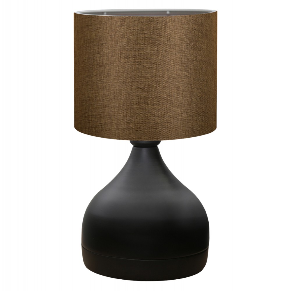 Φωτιστικό επιτραπέζιο από μέταλλο/ύφασμα σε μαύρο/καφέ χρώμα Φ18,5x29