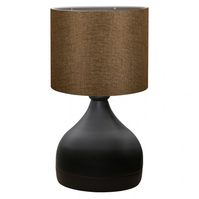 Φωτιστικό επιτραπέζιο από μέταλλο/ύφασμα σε μαύρο/καφέ χρώμα Φ18,5x29