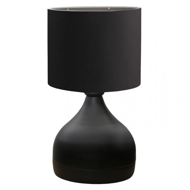 Φωτιστικό επιτραπέζιο από μέταλλο/ύφασμα σε μαύρο χρώμα Φ18,5x29